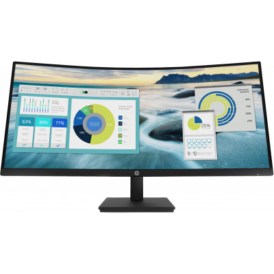 HP P34hc G4 - P-Series - monitor LED - curvado - 34 - 3440 x 1440 WQHD @ 60 Hz - VA - 250 cd/m² - 3500:1 - 5 ms - HDMI, DisplayPort, USB-C - altavoces - negro