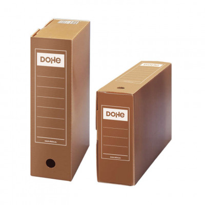 Dohe 50 Cajas de Archivo Definitivo Polipropileno Acanalado Lomo 115mm - Tamaño Folio Prolongado - Utilizable en Horizontal y Vertical - Facil Montaje - Color Marron