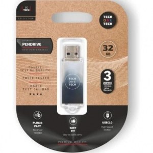 Memoria USB Pendrive 32GB Tech One Tech Be B&W USB 2.0/ Blanco y Negro Degradado