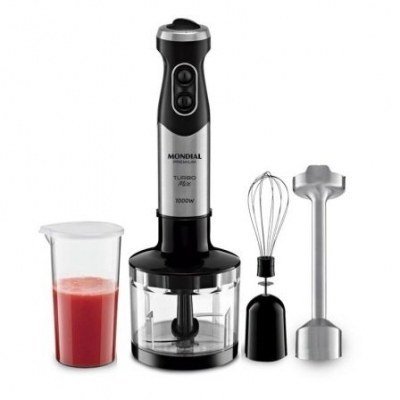 BATIDORA MONDIAL M-11 TURBO MIX - 1000W - FUNCIÓN TURBO - BATIDOR VARILLAS - ACCESORIO PICADORA CON BASE ANTIDESLIZANTE - JARRA
