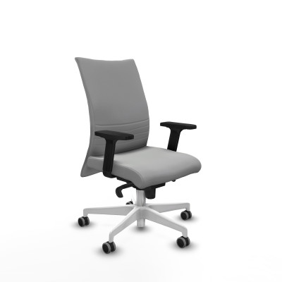 Albacete confidente sincro similpiel gris claro brazos 2D base blanca ruedas 65mm engomadas