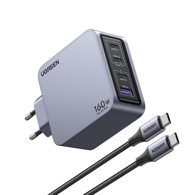 Nexode Pro 160W GaN Charger with USB-C Cable Universal Negro, Gris Corriente alterna Carga rápida Interior