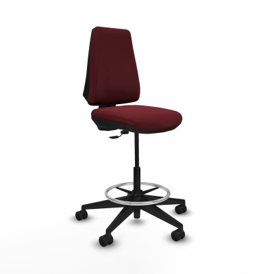 Taburete Elche CP similpiel granate base piramidal ruedas 65mm nailon