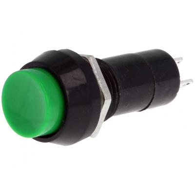 Pulsador Presion Redondo Ø12mm OFF-(ON) VERDE