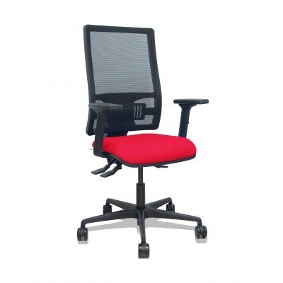 Silla Bormate asincro malla negra asiento bali rojo brazos 2D ruedas 65mm