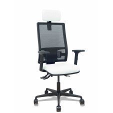 Piqueras y Crespo Silla Bormate asincro malla negra asiento bali blanco brazos 2D ruedas 65mm cabecero regulable