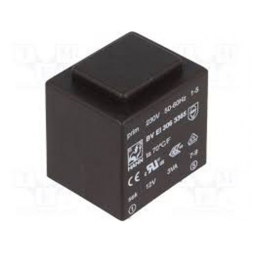 Transformador Encapsulado Salida 12Vac 3VA E230Vac