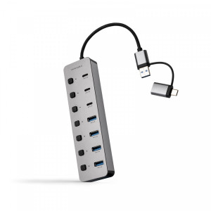 Nanocable HUB USB-C/A 4xUSB-A 3.0+3xUSB-C 3.0+USB-C 5V