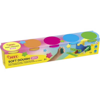 Jovi Soft Dough Estuche de 5 Botes Colores Neon - Blanda y Flexible - Facil de Amasar y Moldear - Ideal para Iniciacion al Modelaje - Fomenta Creatividad y Motricidad Fina - Color Surtido