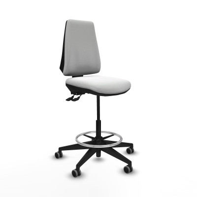 Taburete Elche AS bali blanco base piramidal ruedas 65mm engomadas