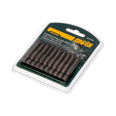 Pack 10 puntas bit ph2 x 50mm 1/4 acero bph250 mota