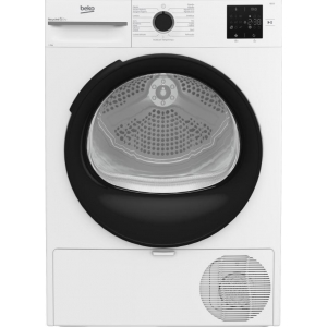 Secadora de condensación con bomba de calor Beko BM3T38230WB, 8kg, 15 programas, 220.2 kWh/año, 64dB, luz interior DC Led, AquaWave, Pantalla digital, clase D, blanco
