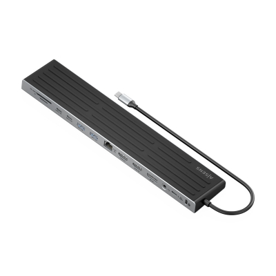 AISENS - USB-C DOCK 13 EN 1, USB-C A 2xHDMI, 1xDISPLAYPORT, 1xRJ45, 3xUSB-A, 2xUSB-C, 1xUSB-C PD, 1xSD, 1xMICRO SD, 1xAUDIO, 1xR