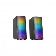 Mars Gaming MSRGB2, Altavoces Bluetooth 5.3 15W, Procesador de Sonido DSP, Iluminación RGB Dinámica, Frontal Total Mesh, Altavoces Compactos con Caj