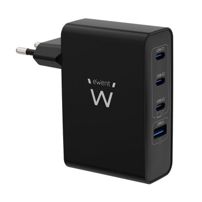 Cargador ewent ew1336 100w 3x usb tipo c 1x usb tipo a negro