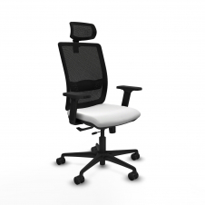 Piqueras y Crespo Haches traslack malla negra bali blanco brazos 2D base nailon cabecero malla 2D ruedas 65mm nailon