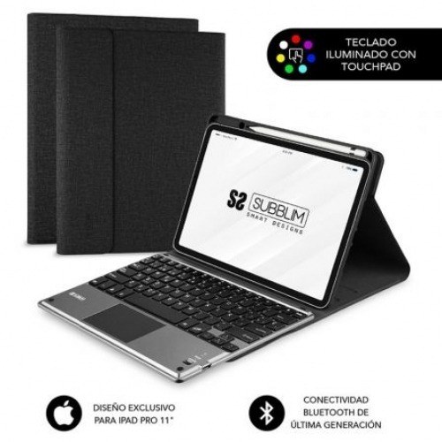 Funda con Teclado Subblim Keytab Pro Bluetooth Touchpad para Tablets Apple iPad Pro de 11 2020/ Negra