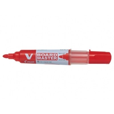 Pilot V-Board Master Begreen Rotulador para Pizarra Blanca - Punta Redonda 6mm - Trazo 2.3mm - 91% Plastico Reciclado - Recargable - Color Rojo