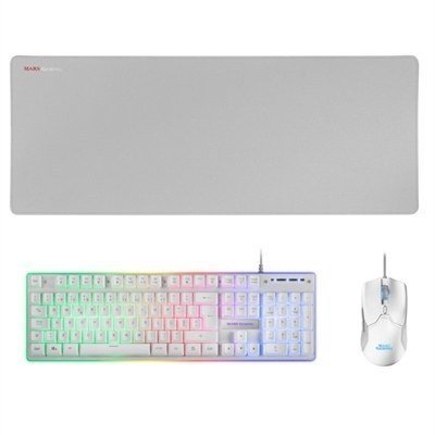 Kit teclado + raton mars gaming mcpxwpt rgb blanco + alfombrilla portugues