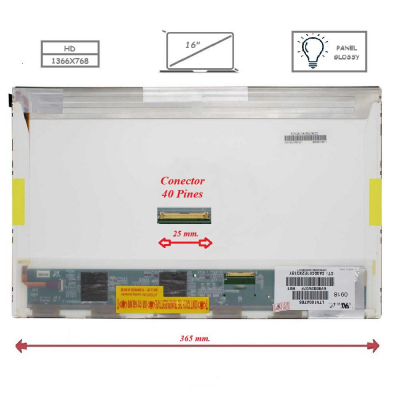 Pantalla para portátil LED 16 40 pines WXGA Brillo