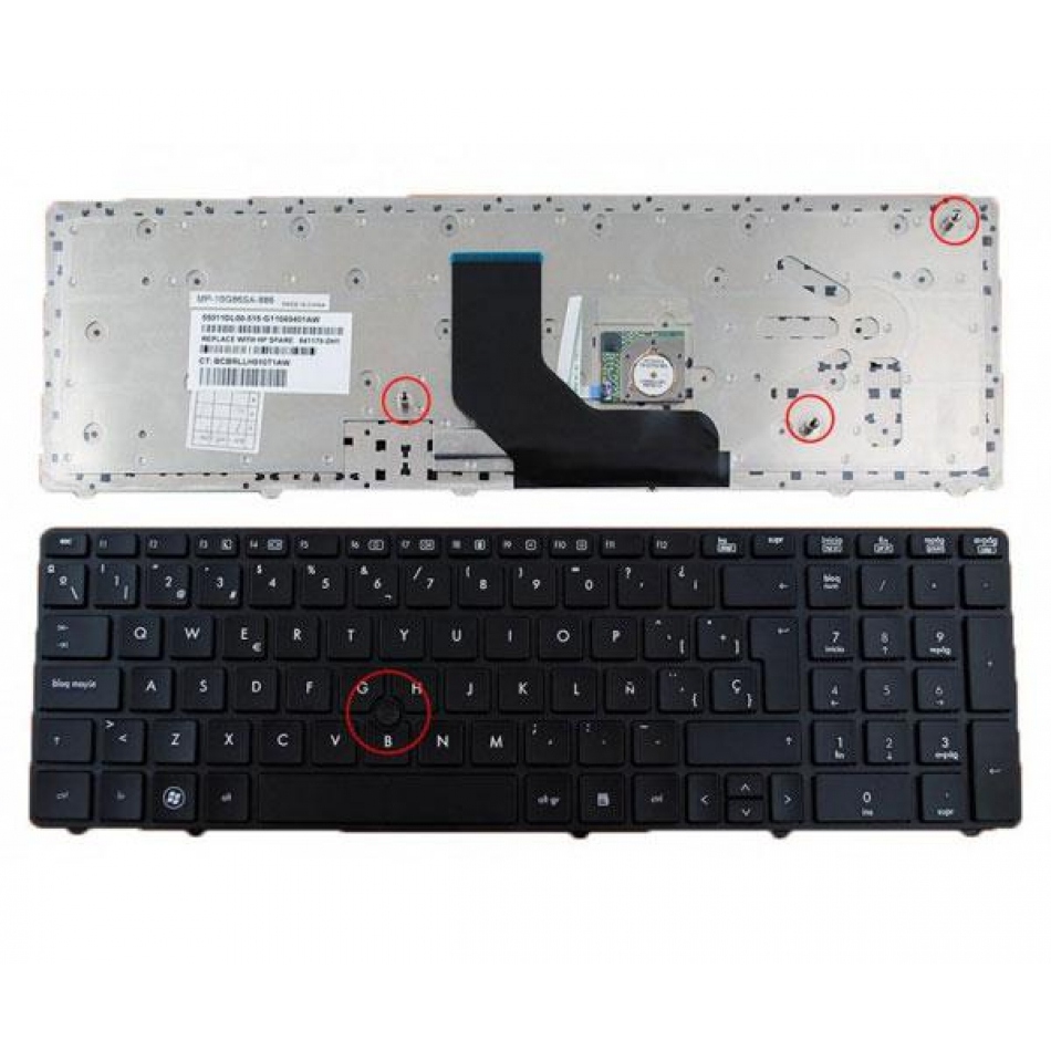 Teclado para portátil Hp Probook 6570b /6560b/ Elitebook 8570p + pointstick negro