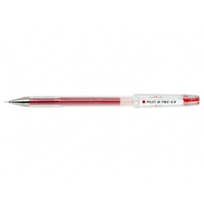Pilot Boligrafo de Gel G-Tec C4 - Extra Fino - Recargable - Punta de Bola 0.4mm - Trazo 0.2mm - Color Rojo