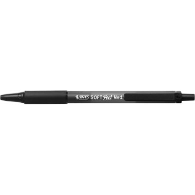 Bic Soft Feel Boligrafo Retractil - Punta Media de 1mm - Cuerpo Translucido con Grip - Color Negro