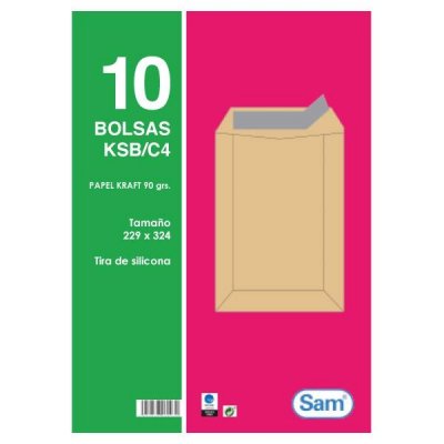 SAM Paq.10 bolsas 90g 229x324mm kraft
