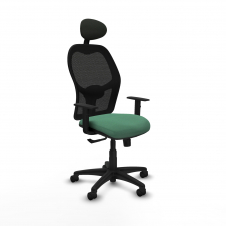 Piqueras y Crespo Aloc?n sincro malla negra bali verde esmeralda brazos 1D base poliamida cabecero fijo ruedas nailon 50mm