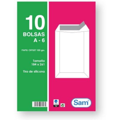 SAM Paq.10 bolsas 100g 184x261mm blanco