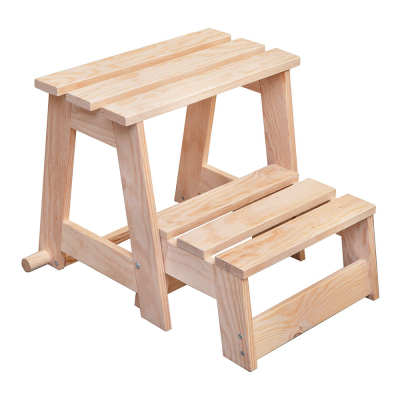 Escalera taburete de madera, 2 peldaños. astigarraga