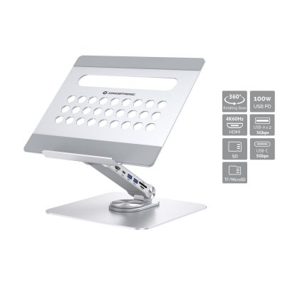 Docking station conceptronic 7 en 1 + soporte para portatil