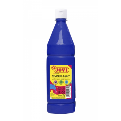 Jovi Tempera Paint Tempera Liquida 1000ml - Base Agua - Lista para Usar - Alto Poder Cubriente - Secado Rapido - Excelente Rendimiento - Facil Aplicacion - Color Azul Oscuro