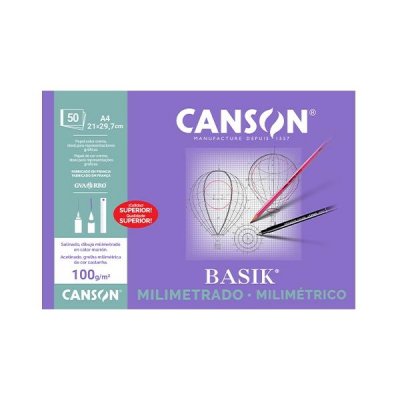 CANSON BLOC ENCOLADO PAPEL MILIMETRADO BASIK 50H 100G A4