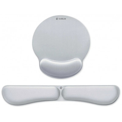 PACK SUBBLIM ERGO MEMORYFLEX -REPOSAMUÑECAS TECLADO Y RATON PLATA