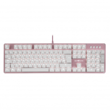 TECLADO GAMER GAME FACTOR KBG400-PK-RD, TECLADO MECÁNICO, SWITCH KRED RED, ALÁMBRICO, ROSA, (ESPAÑOL)