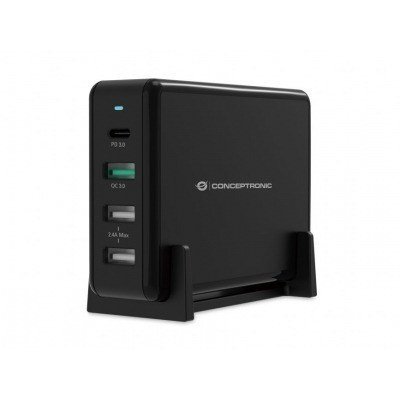 Conceptronic Base de Carga Sobremasa Universal Quick Charge PD 1xUSB-C, 3xUSB-A 65W