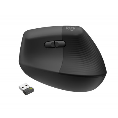 Logitech Lift Ratón Inalámbrico Vertical para Diestros 4000 DPI Gris-Negro