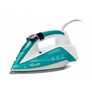 Plancha de vapor Polti Vaporella Quick & Slide QS210, 2400W, depósito 0.35 ml, display, 4 temperaturas, suela Pro-Steam, Golpe de vapor 250 g, turquesa