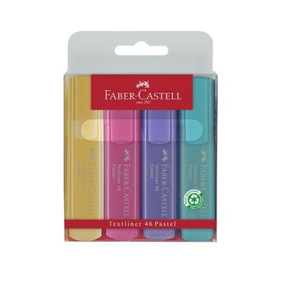 FABER-CASTELL Paq.4 marcadores fluorescentes Textliner 1546 pastel surtidos y 1 amarillo