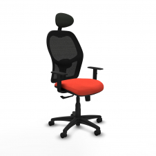 Piqueras y Crespo Aloc?n sincro malla negra bali naranja oscuro brazos 1D base poliamida cabecero fijo ruedas nailon 50mm