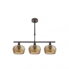 Lampara Estela 3xe14 Marron Regx55x13 Cm C/tulipas Cristal Tallado Ambar
