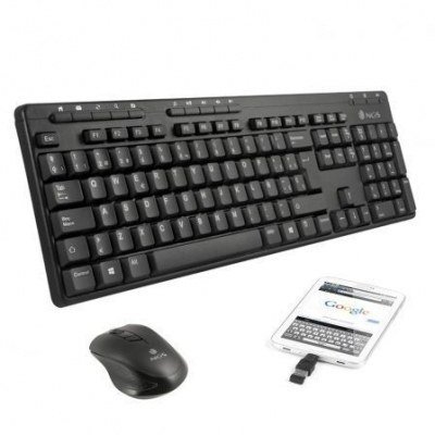 TECLADO Y RATÓN INALÁMBRICOS NGS ÉPSILON KIT - 2.4GHZ - RATÓN 800/1600 DPI NANO RECEPTOR USB + CONECTOR OTG - USO EN ORDENADORES/DISPOSITIVOS MÓVILES