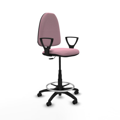 Taburete Aýna CP bali rosa brazos fijos base poliamida ruedas engomadas 50mm