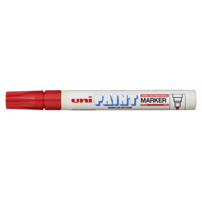 Uni-ball PX-20 Paint Marker - Marcador de Pintura - Punta Acrilica de Bala 2.2-2.8mm - Permanente en Todas las Superficies - Resistente a Luz y Agua - Color Rojo