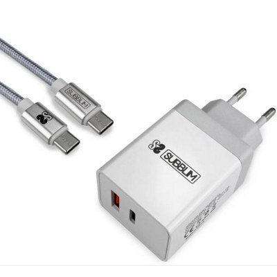 Cargador subblim 18w usb tipo a - usb tipo c + cable usb tipo c