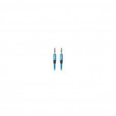 CABLE AUDIO ESTERO LANBERG JACK 3.5MM MACHO A JACK 3.5MM MACHO CHAPADOS EN ORO CABLE TEJIDO TRENZADO 1M AZUL CA-MJMJ-10CU-0010-BL