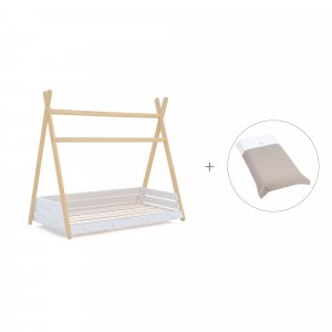 Cama cabaña Montessori madera 70x140 cm + nórdico Arena · Homy Life