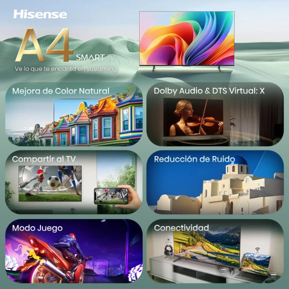 Televisor LED Hisense 32A4S, 32 pulgadas, HD, Smart TV VIDAA, HDR10, negro - imagen 3