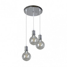 Lampara Prisco 3xe27 Cromo/transparente Bombillas Incluidas 24w 2700k 2550lm Regx36x36 Cm